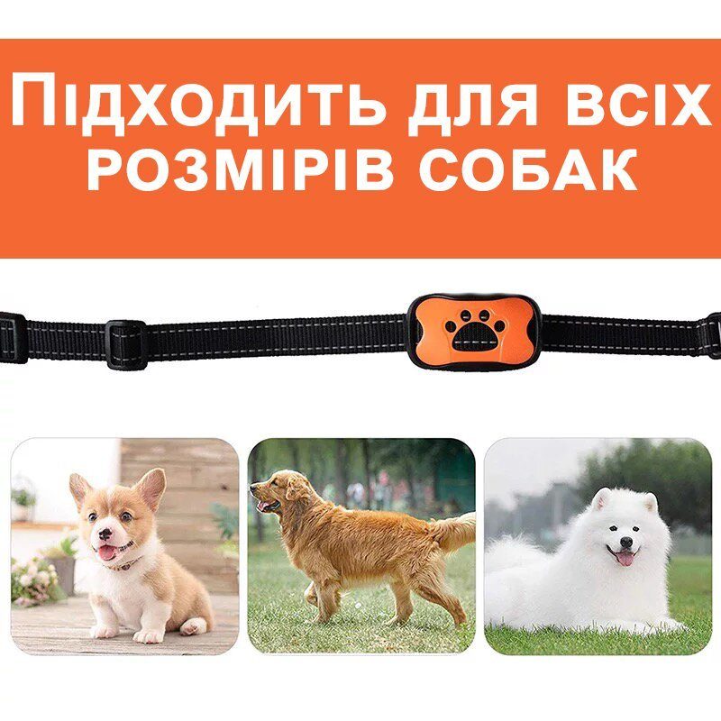 Нашийник антигавкіт для собак Digital Lion BK-C01, ультразвуковий, з вібрацією, помаранчевий/синій 3