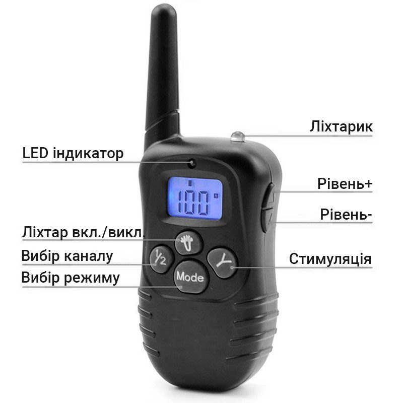 Електронашийник для дресирування собак iPets 998D, нашийник електронний з пультом дистанційного керування, до 300 метрів 4