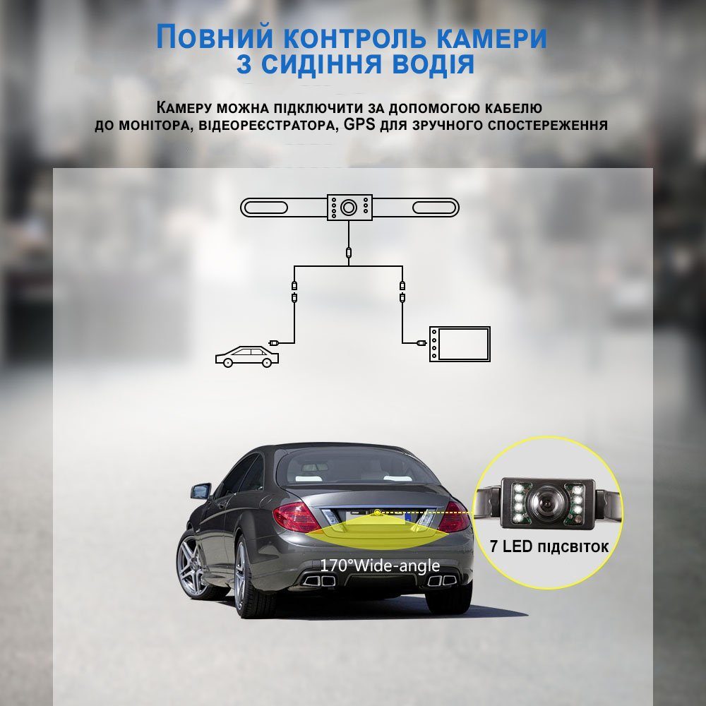 Автомобільна камера заднього виду Podofo P0072A1, з функцією нічного бачення, захищена від вологи, IP66, 120° 3