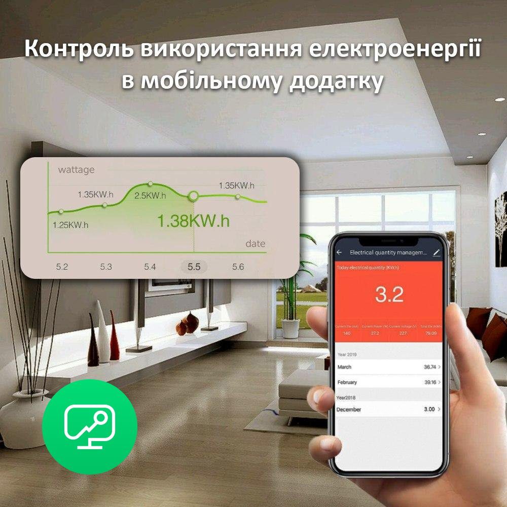Розумна wifi розетка з голосовим керуванням USmart IS-01w, підтримка Tuya, Android / iOS 12