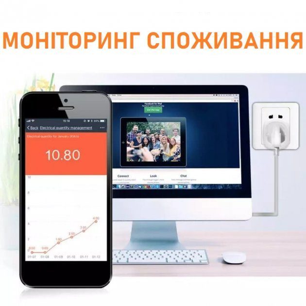 Розумна wifi розетка з голосовим керуванням USmart IS-01w, підтримка Tuya, Android / iOS 10