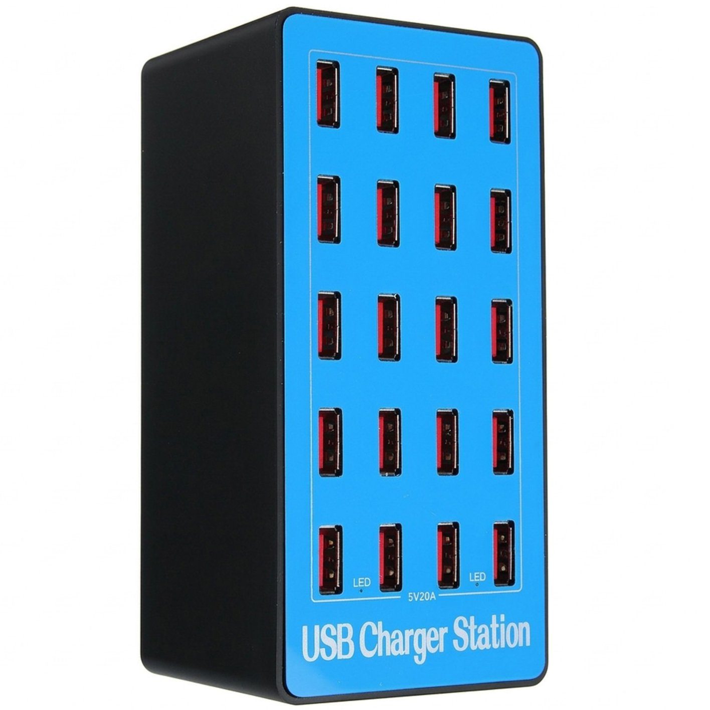 Мультизарядний пристрій на 20 USB портів Addap MCS-A5+, док-станція, 100W, blue 9