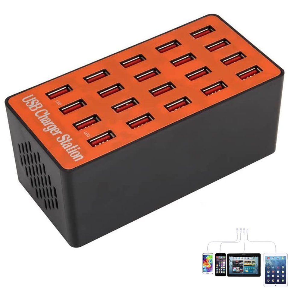 Мультзарядний пристрій на 20 USB портів Addap MCS-A5, док-станція, 80W, помаранчева 10