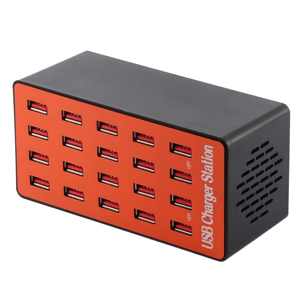 Мультзарядний пристрій на 20 USB портів Addap MCS-A5, док-станція, 80W, помаранчева 11