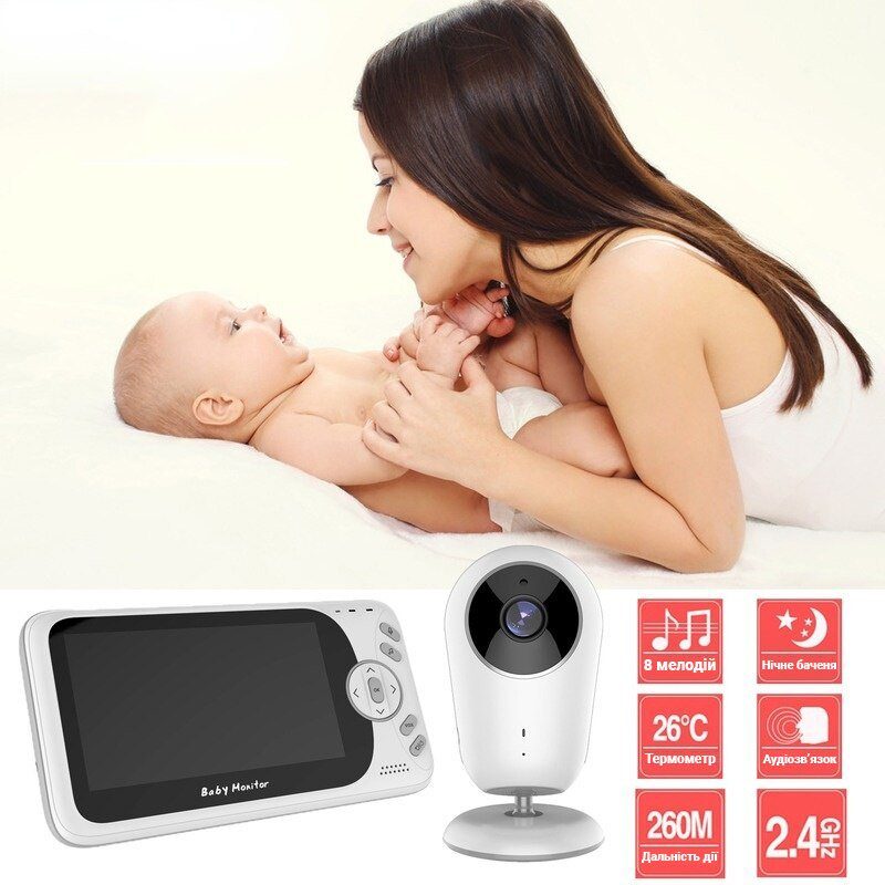 Бездротова відеоняня з двостороннім аудіозв'язком Baby Monitor VB608, з датчиком температури 12
