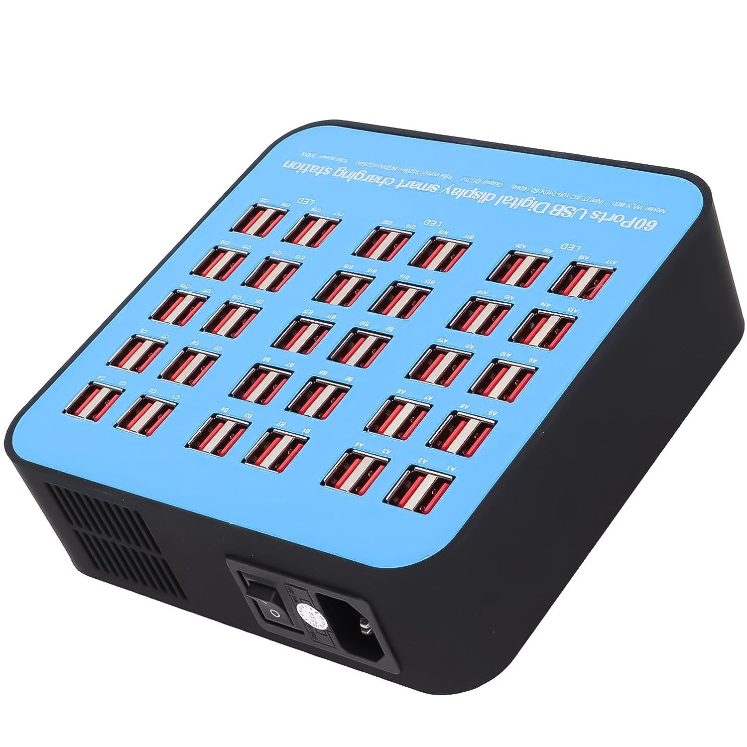 Мультизарядний пристрій на 60 USB портів Addap WLX-860, док-станція, 300W, blue 3