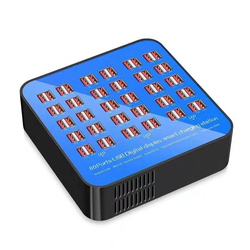 Мультизарядний пристрій на 60 USB портів Addap WLX-860, док-станція, 300W, blue 5