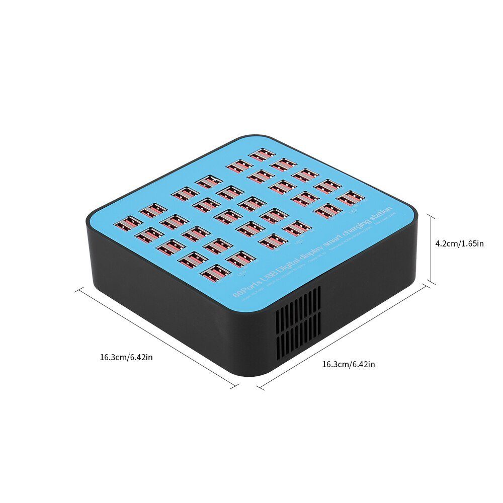Мультизарядний пристрій на 60 USB портів Addap WLX-860, док-станція, 300W, blue 8