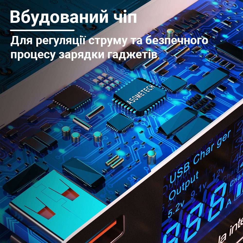 Мультизарядний пристрій на 8 портів Addap WLX-A9P, МЗП з дисплеєм, 60W 6