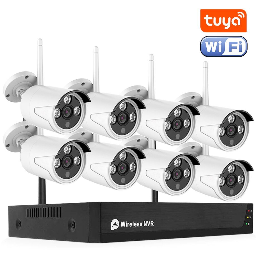 Бездротовий WiFi комплект відеоспостереження на 8 камер USmart ICK-02w, охоронна система для розумного дому, підтримка Tuya, FullHD