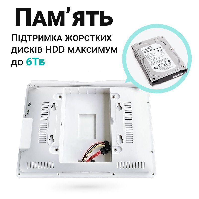 Бездротовий WiFi комплект відеоспостереження на 8 камер з монітором USmart ICK-04w, підтримка Tuya, 2 Мп, FullHD 7