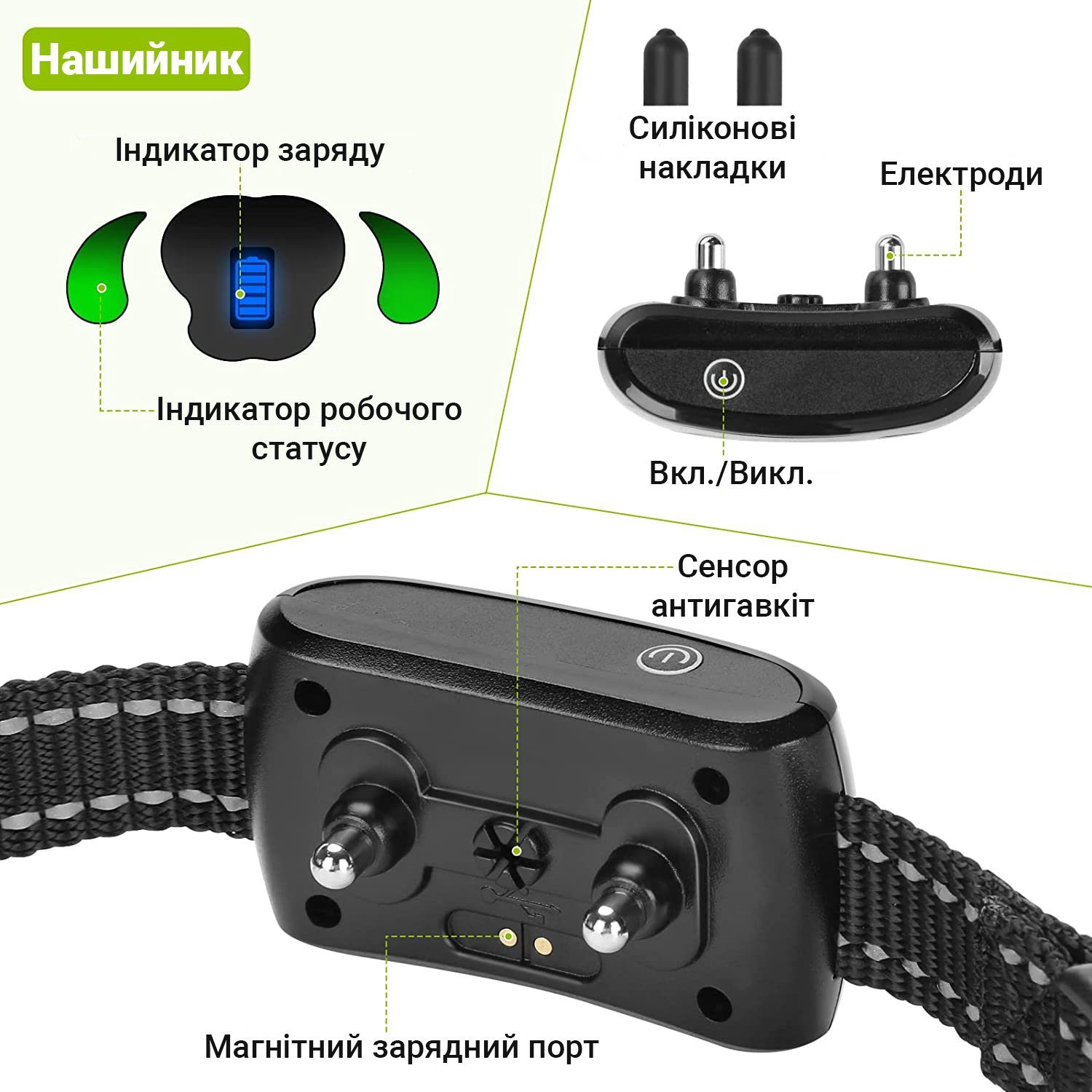 Електронашийник для дресирування собак + антигавкіт iPets K268, нашийник електронний 2в1, до 350 м 3