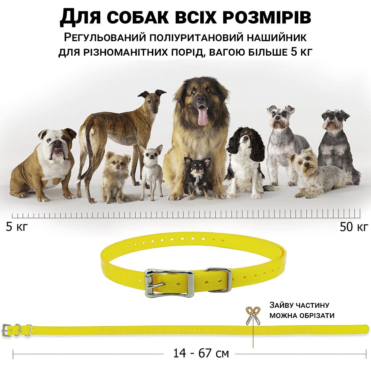 Додатковий ремінь для дресирувального нашийника Pet DTC-800, Жовтий 4