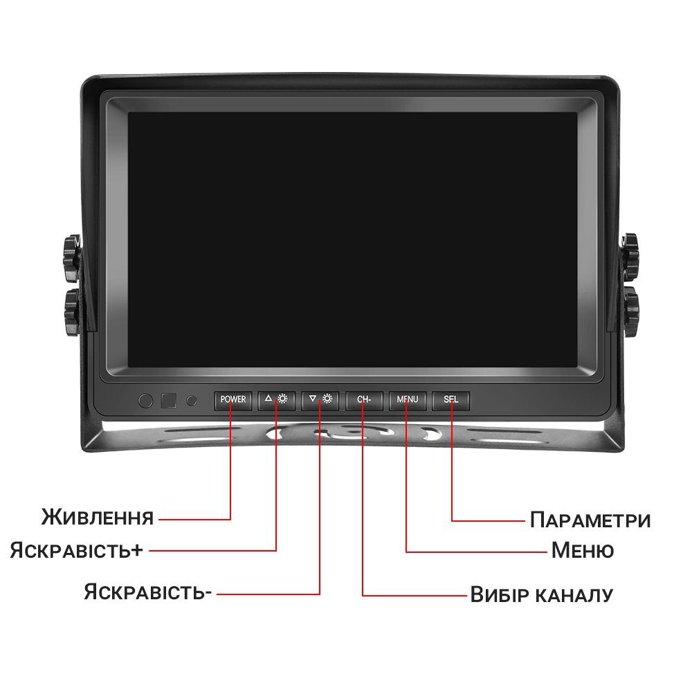 Комплект з 2-х камер заднього виду та 9" монітором для вантажних автомобілів Podofo A2805 , паркувальна система з записом відео для вантажівки 12