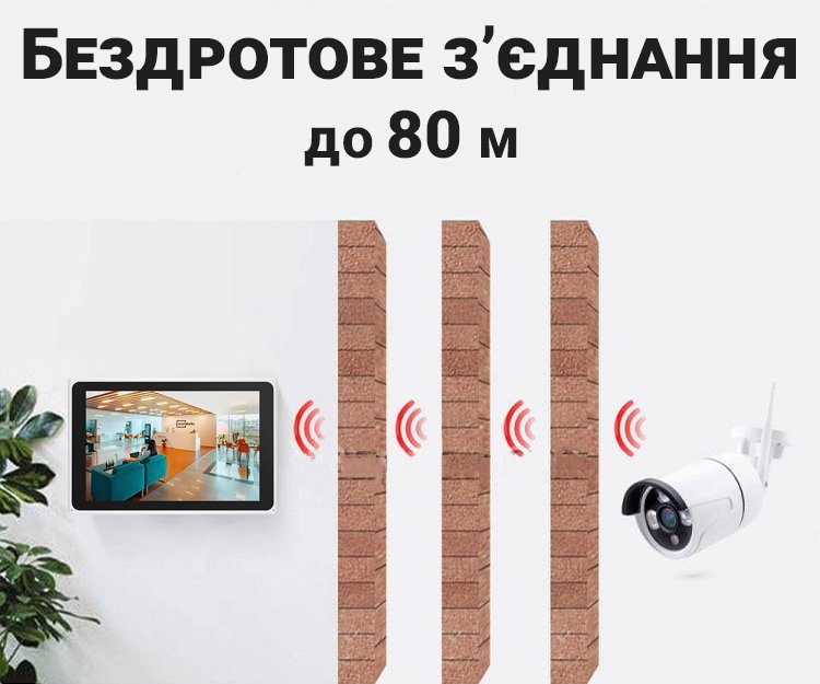 Бездротовий WiFi комплект відеоспостереження з монітором та 4 камерами USmart ICK-05w, підтримка Tuya, 3 Мп 8