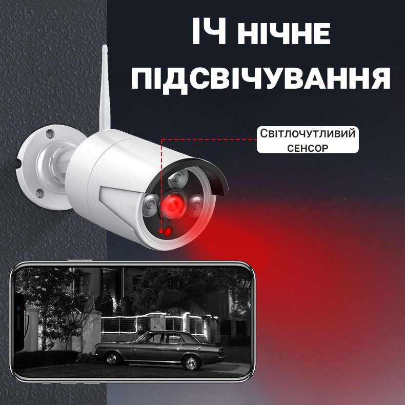 Бездротовий WiFi комплект відеоспостереження з монітором та 4 камерами USmart ICK-05w, підтримка Tuya, 3 Мп 10