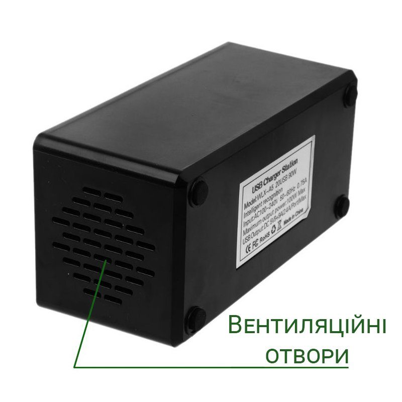 Багатопортовий мережевий зарядний пристрій на 10 USB роз'ємів Addap MCS-A5B, док-станція для зарядки, 50W, Orange 9
