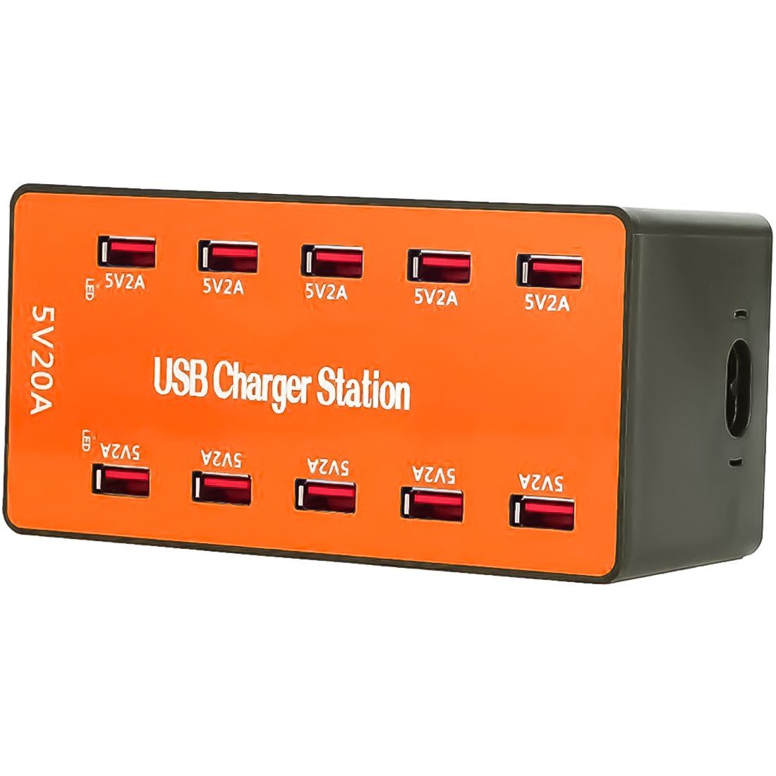 Багатопортовий мережевий зарядний пристрій на 10 USB роз'ємів Addap MCS-A5B, док-станція для зарядки, 50W, Orange 11