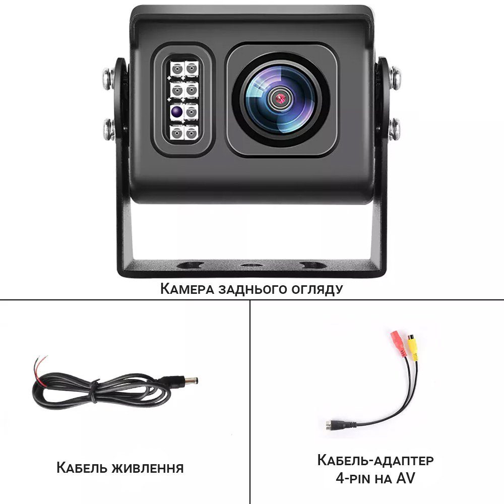 Автомобільна камера заднього виду до вантажівок Podofo A3136p | паркувальна камера з нічним баченням, IP69, 110° 11
