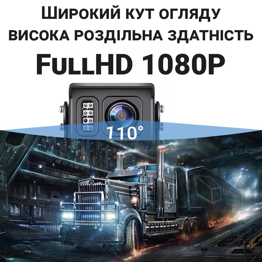 Автомобільна камера заднього виду до вантажівок Podofo A3136p | паркувальна камера з нічним баченням, IP69, 110° 3
