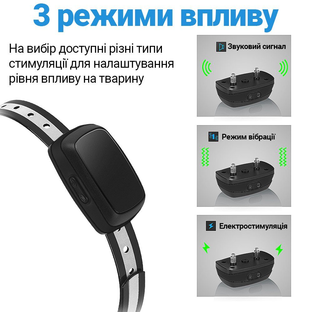Електронний нашийник антигавкіт для собак Digital Lion BK-C03, ультразвуковий, з вібрацією і током, чорний 4