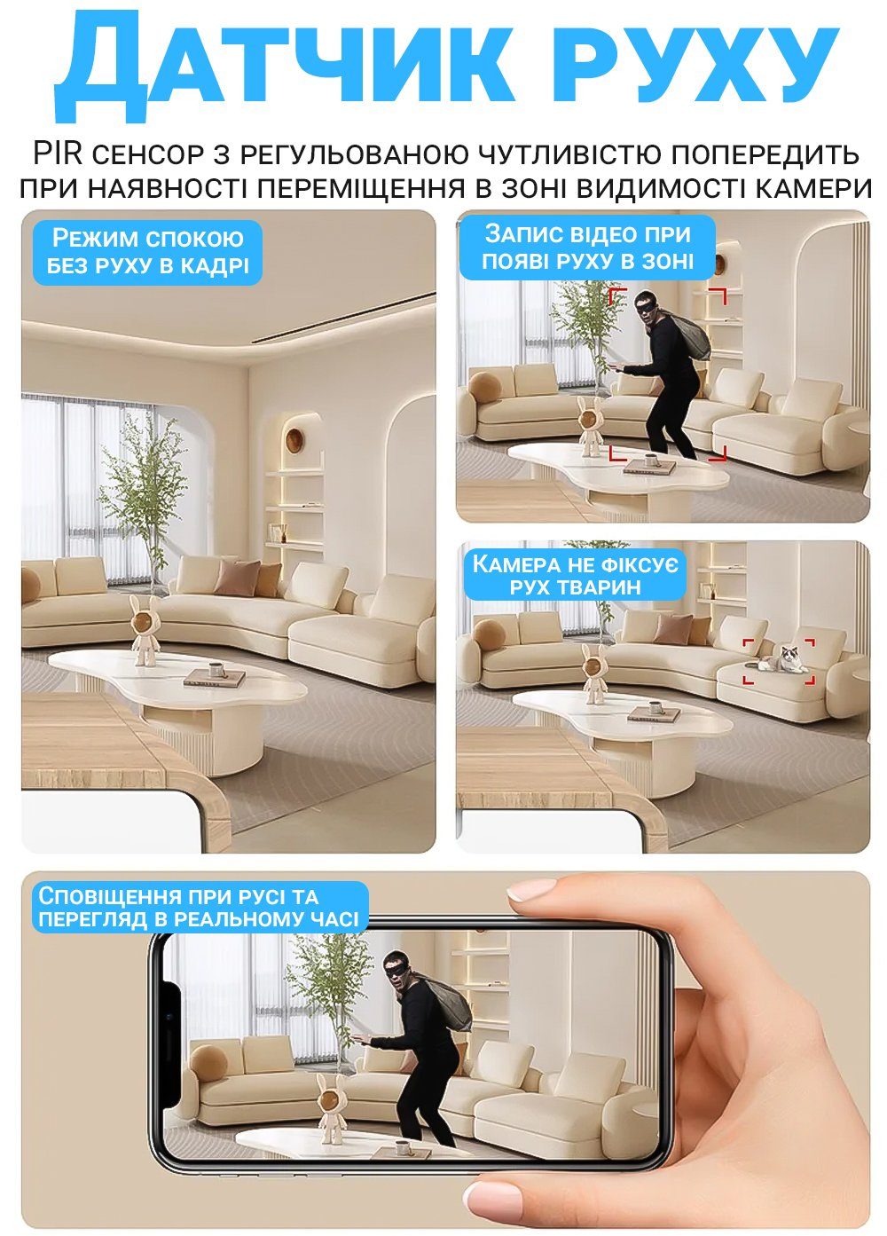 Бездротова 4G міні камера відеоспостереження Camsoy S70G, з подвійною лінзою та датчиком руху, 3 Мп, 1080P, iOS/Android 10
