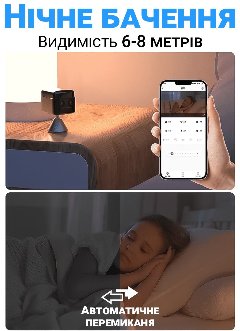 WiFi міні камера відеоспостереження Camsoy S70W, з подвійною лінзою та датчиком руху, до 70 днів автономної роботи, iOS / Android, FullHD 1080P 6