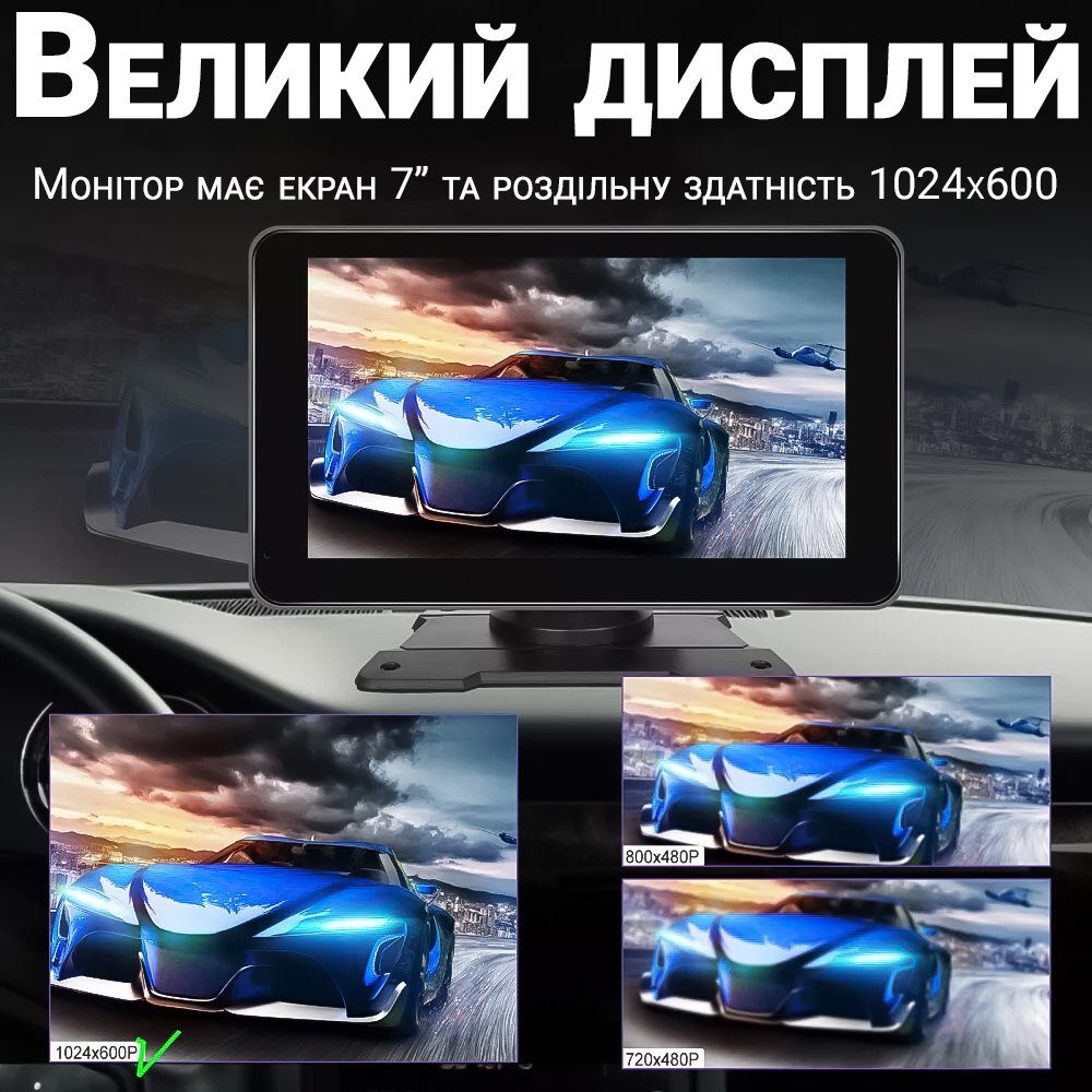Автомобільний монітор з CarPlay та Android Auto Podofo A3429, сенсорний екран 7", бездротовий CarPlay, Bluetooth, GPS 3