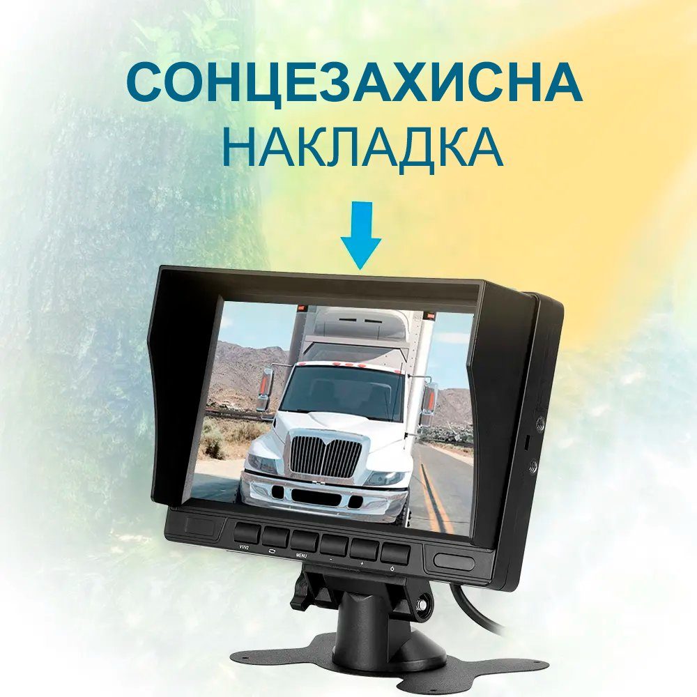 Камера заднього виду з монітором 7" дюймів Podofo A3473, паркувальний комплекс для вантажних авто з нічним баченням 6