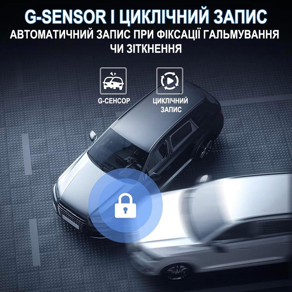 Автомобільне дзеркало заднього виду з відеореєстратором Podofo W8177, з камерою заднього огляду, GPS, Wi-Fi, нічним баченням, 4K 7