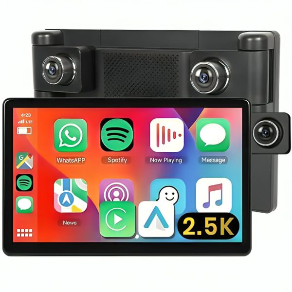 Автомобільний дисплей CarPlay Podofo A3782 8", бездротовий Apple CarPlay та Android Auto, монітор з відеореєстратором, для камер заднього виду, Bluetooth, FM, AUX