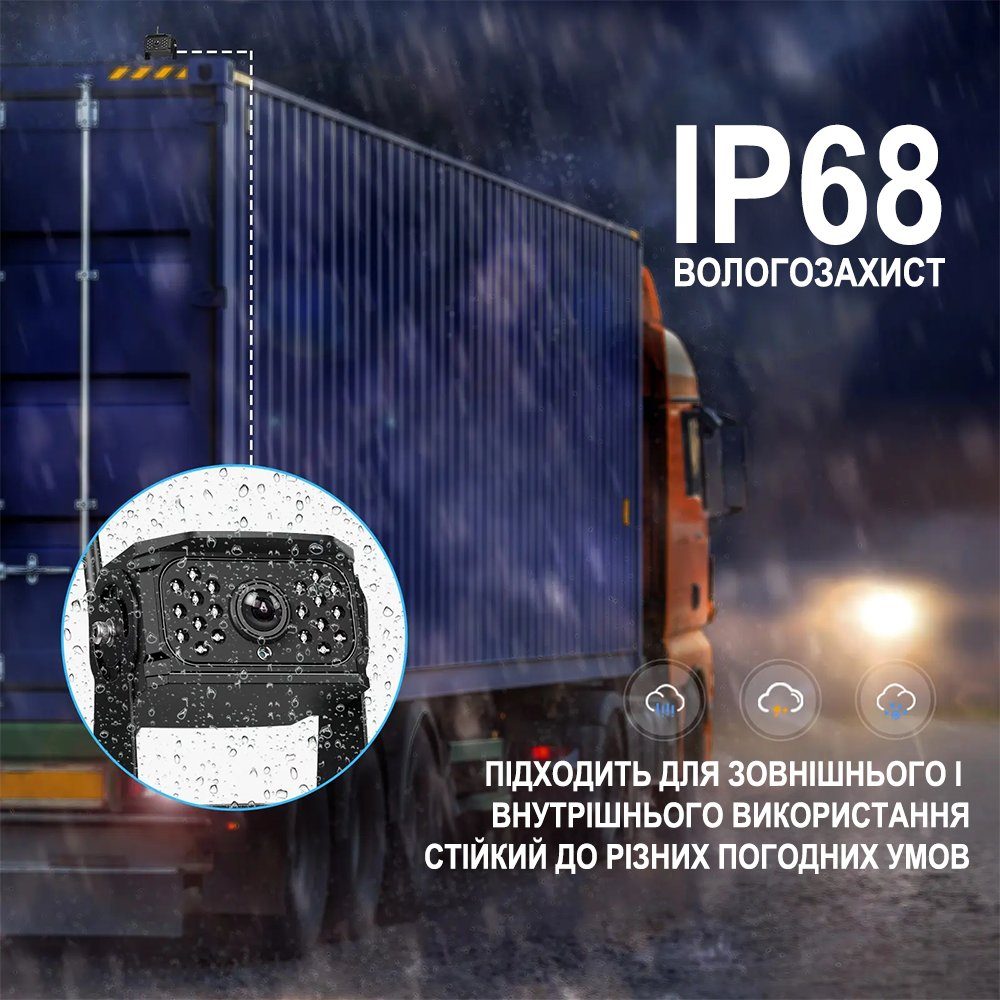 Бездротовий паркувальний комплекс для вантажних автомобілів Podofo A3694 з монітором 10,1" дюймів та 2 камерами заднього виду, з відеореєстратором 2