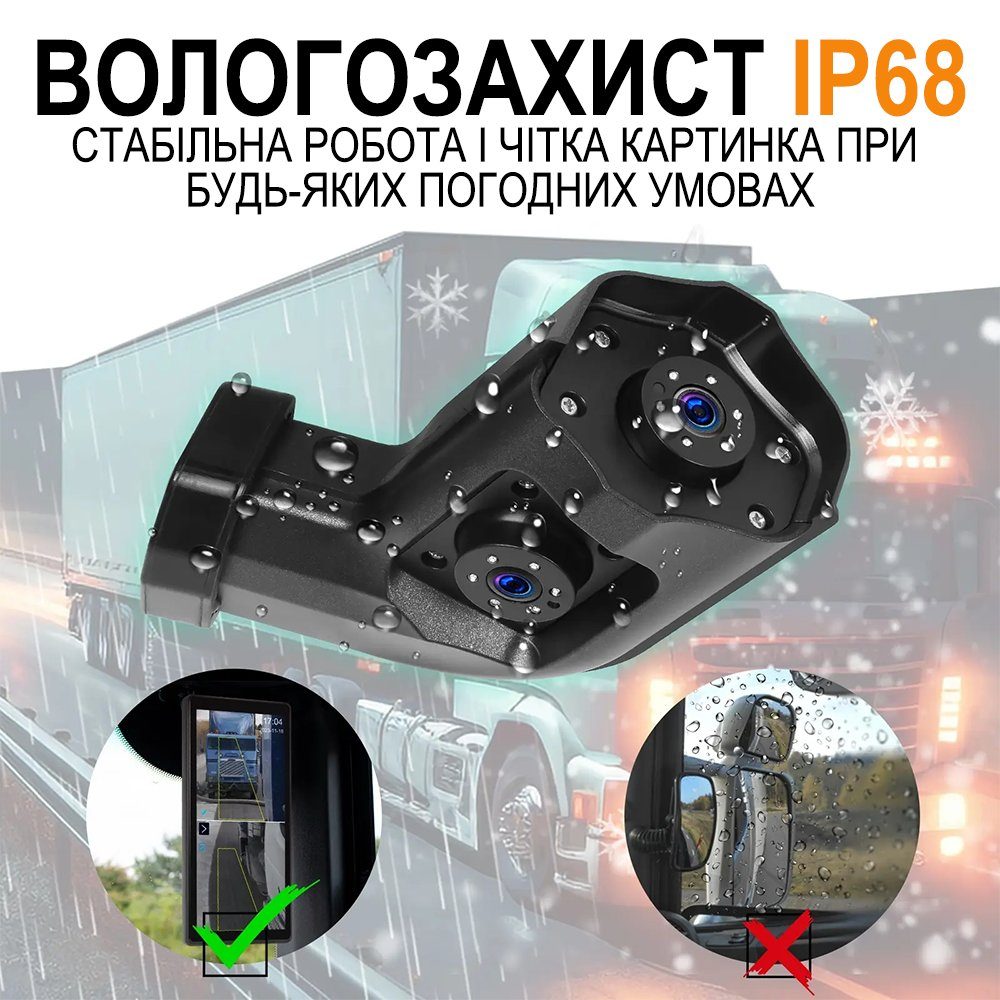 Цифрова система замінників дзеркал заднього виду Podofo A3713A, електронне дзеркало 10.36” з камерою заднього виду для моніторингу сліпих зон вантажних автомобілів (праве) 4