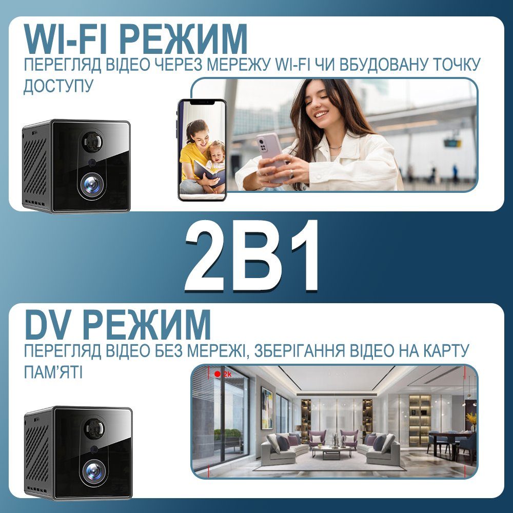 Wi-Fi міні камера відеоспостереження Camsoy T9W3, до 55 днів роботи з PIR датчиком руху, нічним баченням, iOS/Android, FullHD 1080P 4