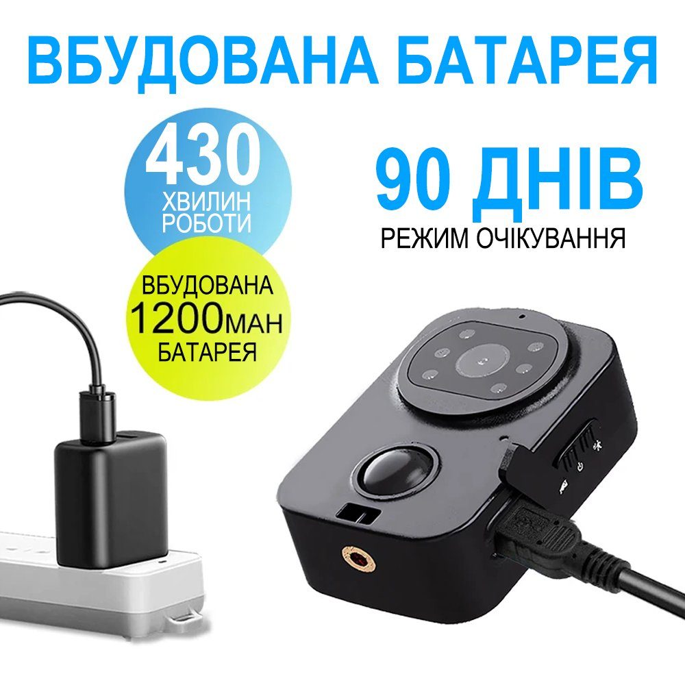 Міні камера відеоспостереження Digital Lion PD01, боді камера з датчиком руху та нічним баченням, до 30 днів роботи, 1080P 10