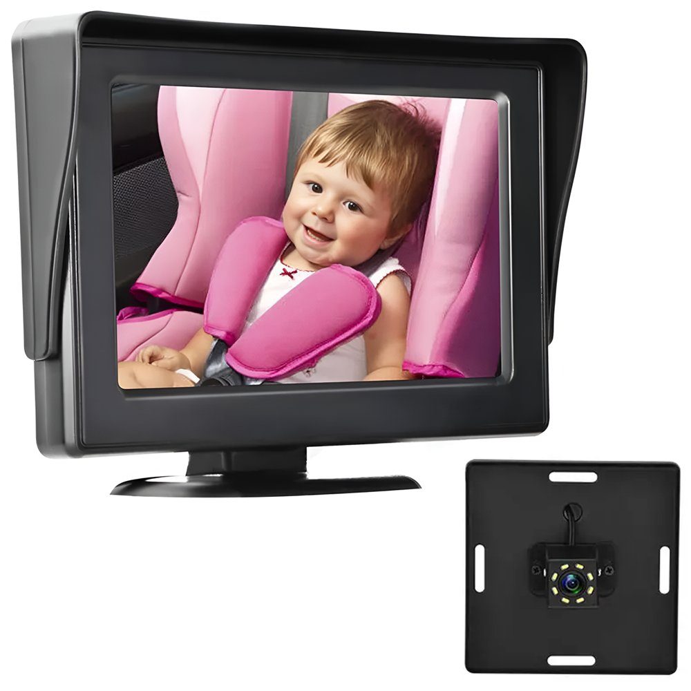 Автомобільна відеоняня для спостереження за дитиною в машині Podofo Z2102, монітор з камерою заднього виду для малюків, black