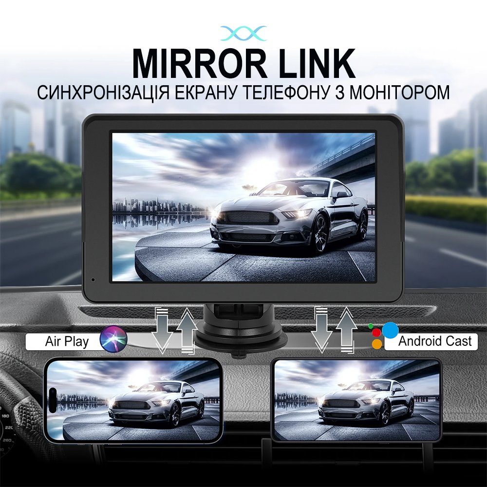 Автомобільний монітор з Apple CarPlay та Android Auto Podofo A3688 7", сенсорний дисплей, Wi-Fi, Bluetooth, FM, підтримка камери заднього виду 9