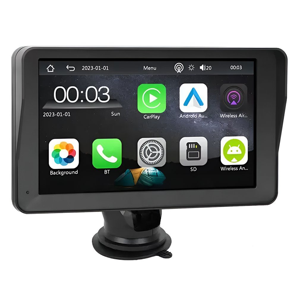 Автомобільний монітор з Apple CarPlay та Android Auto Podofo A3688 7", сенсорний дисплей, Wi-Fi, Bluetooth, FM, підтримка камери заднього виду