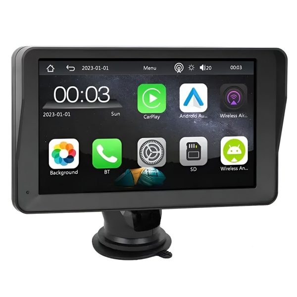 Автомобільний монітор з Apple CarPlay та Android Auto Podofo A3688 7", сенсорний дисплей, Wi-Fi, Bluetooth, FM, підтримка камери заднього виду