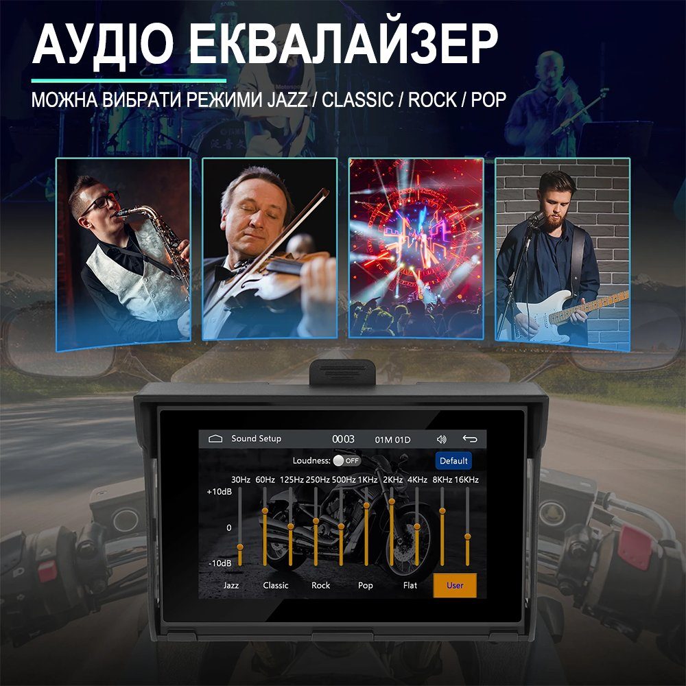CarPlay Android Auto монітор для мотоцикла Podofo A3502, 5" сенсорний дисплей, Bluetooth, Wi-Fi, GPS 11