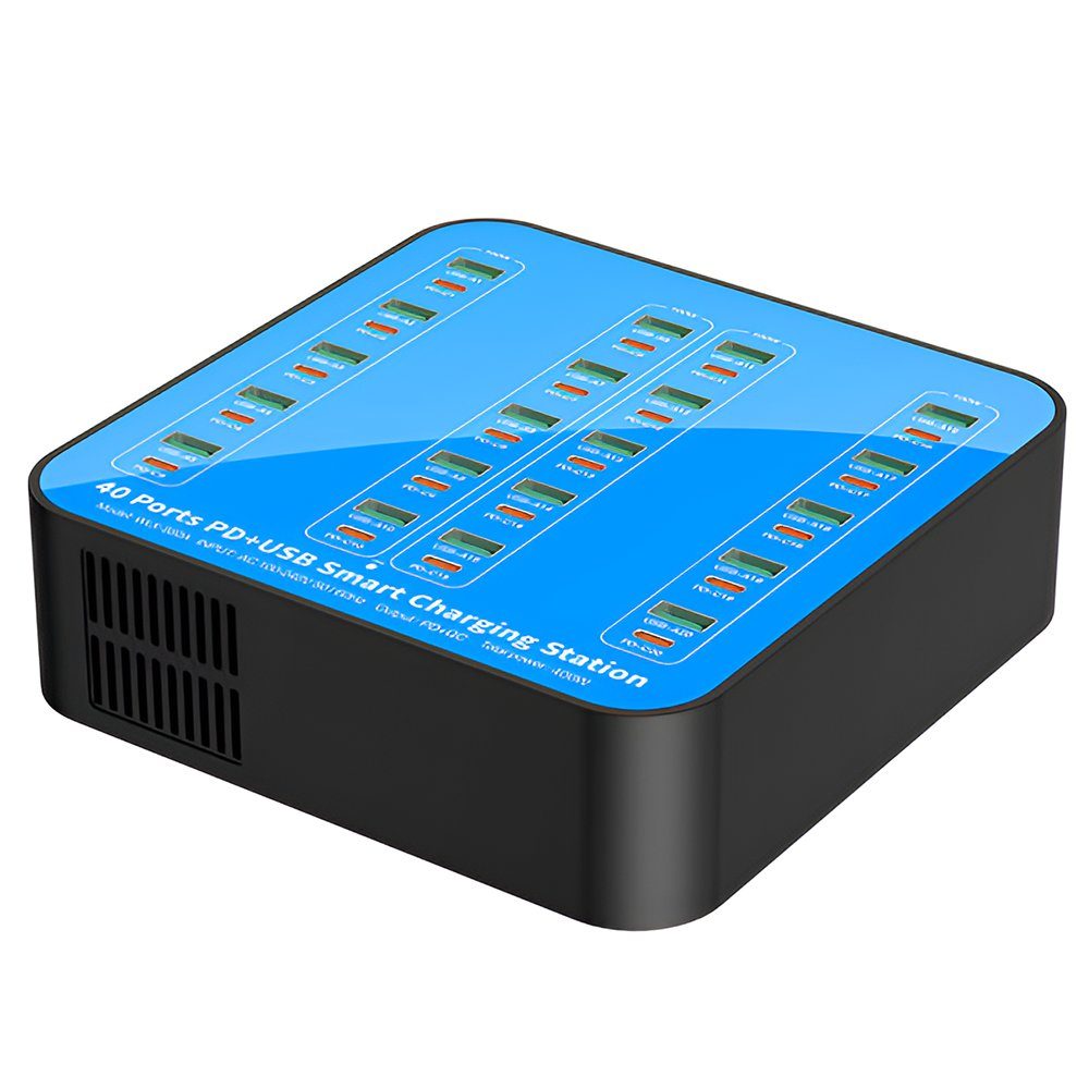Багатопортова зарядна станція на 40 портів USB QC + Type-C PD Addap WLX-880A | зарядний пристрій з швидкою зарядкою , 400W, 60А, blue 11