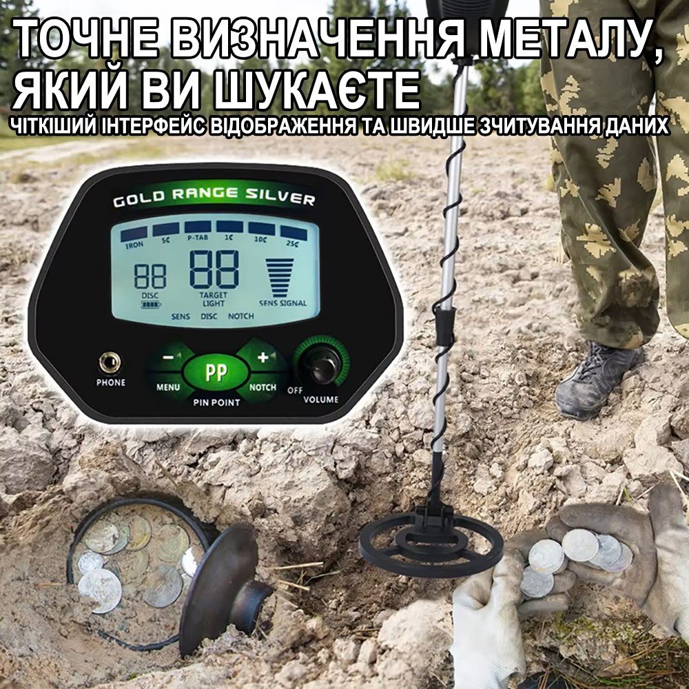 Грунтовий глибинний металошукач з високою чутливістю Gerui MD4090 | металодетектор, золота, срібла, заліза, водонепроникний, black 12