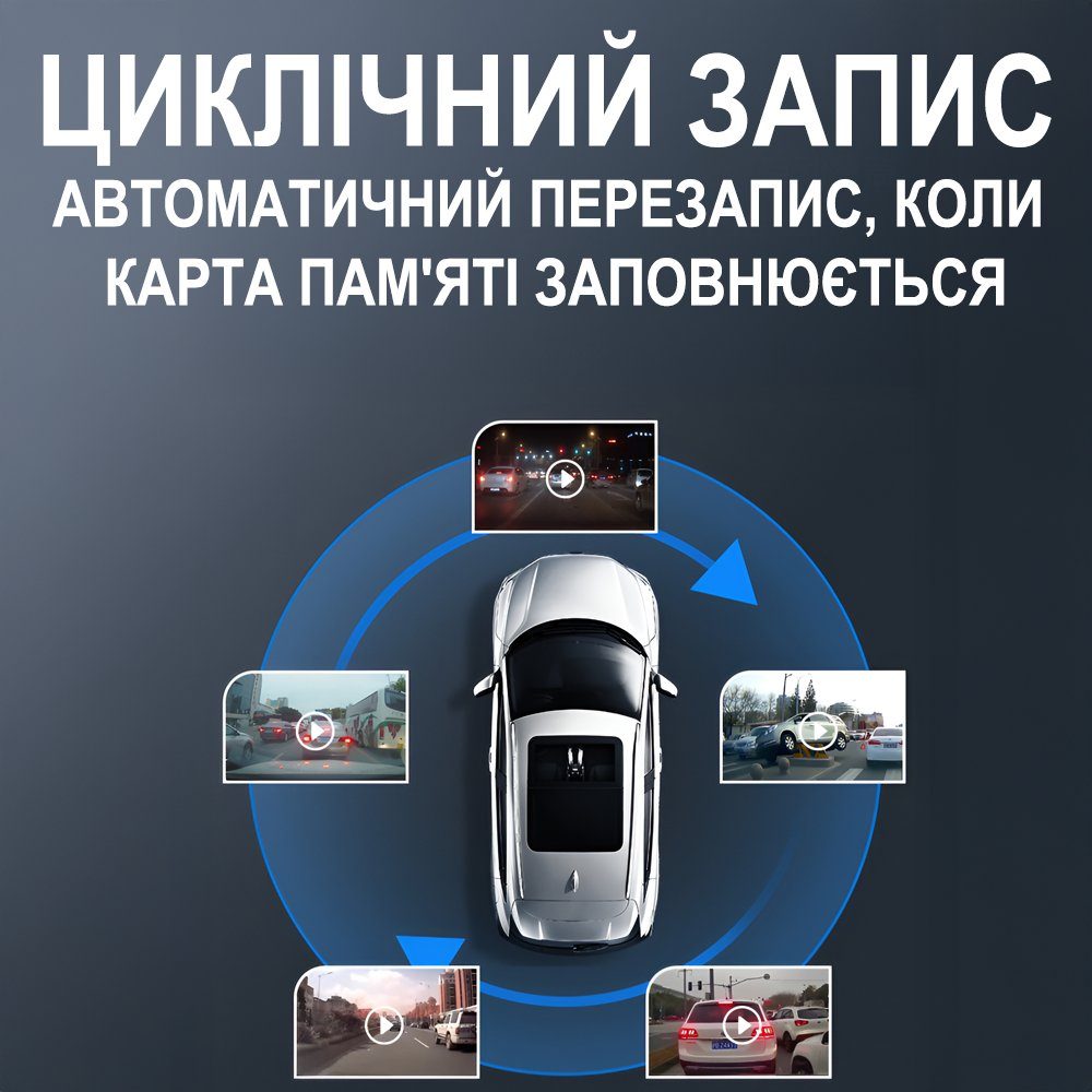 Автомобільне дзеркало з відеореєстратором та камерою заднього виду Podofo L5915, LCD дисплей 4.7" 7