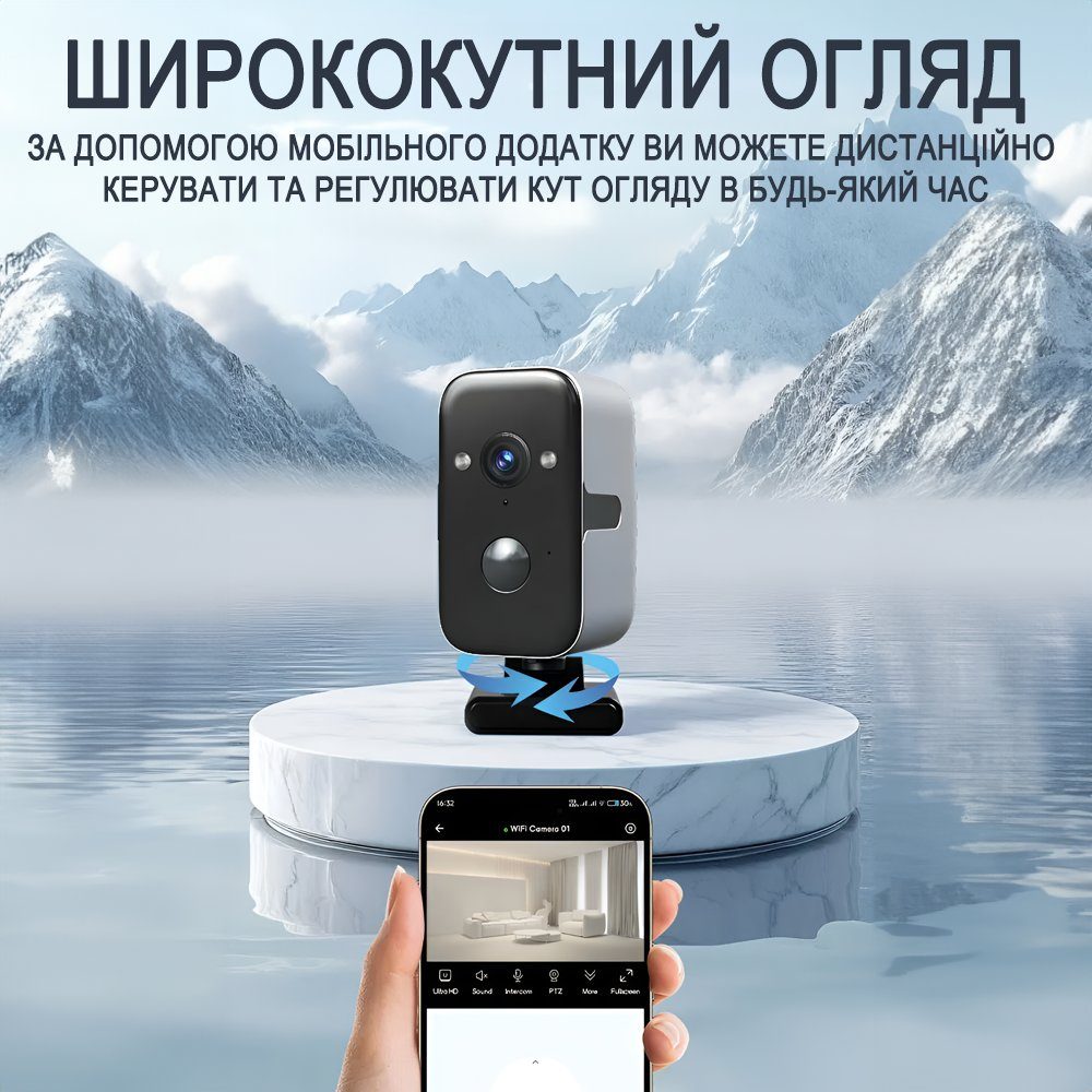Автономна вулична Wi-Fi камера відеоспостереження Camsoy F7 з датчиком руху та нічним баченням, акумуляторна, поворотна PTZ, 2K 5