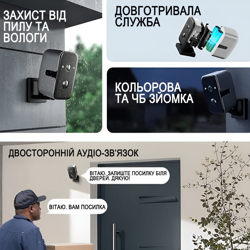 Автономна вулична Wi-Fi камера відеоспостереження Camsoy F7 з датчиком руху та нічним баченням, акумуляторна, поворотна PTZ, 2K 11