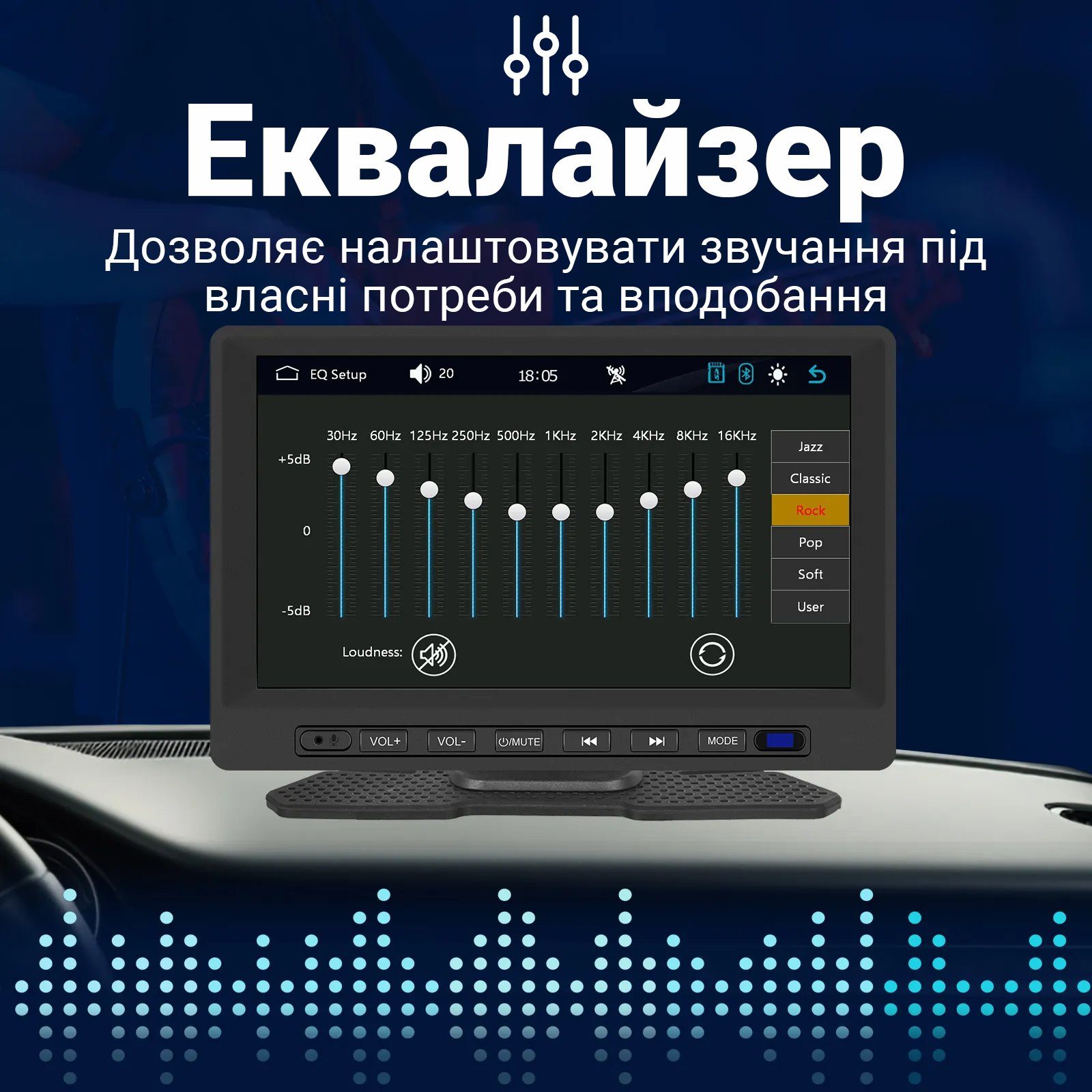 Автомобільний дисплей CarPlay Podofo A3458 7", сенсорний монітор з Apple CarPlay та Android Auto, Bluetooth, FM, підтримка камери заднього виду 10