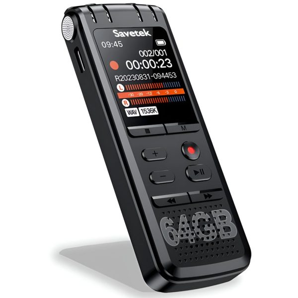 Професійний цифровий стерео диктофон Savetek GS-R58 з шумозаглушенням та голосовою активацією, 64 GB