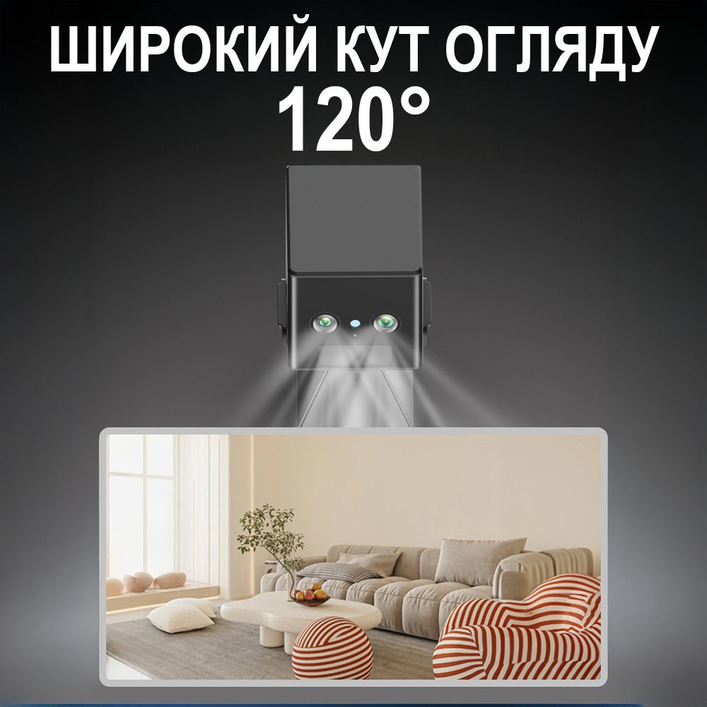 Бездротова 4G міні-камера відеоспостереження Camsoy S60G з подвійною лінзою та датчиком руху, 3 Мп, 2К, iOS/Android 9