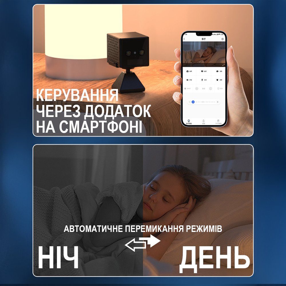 Бездротова 4G міні-камера відеоспостереження Camsoy S60G з подвійною лінзою та датчиком руху, 3 Мп, 2К, iOS/Android 5