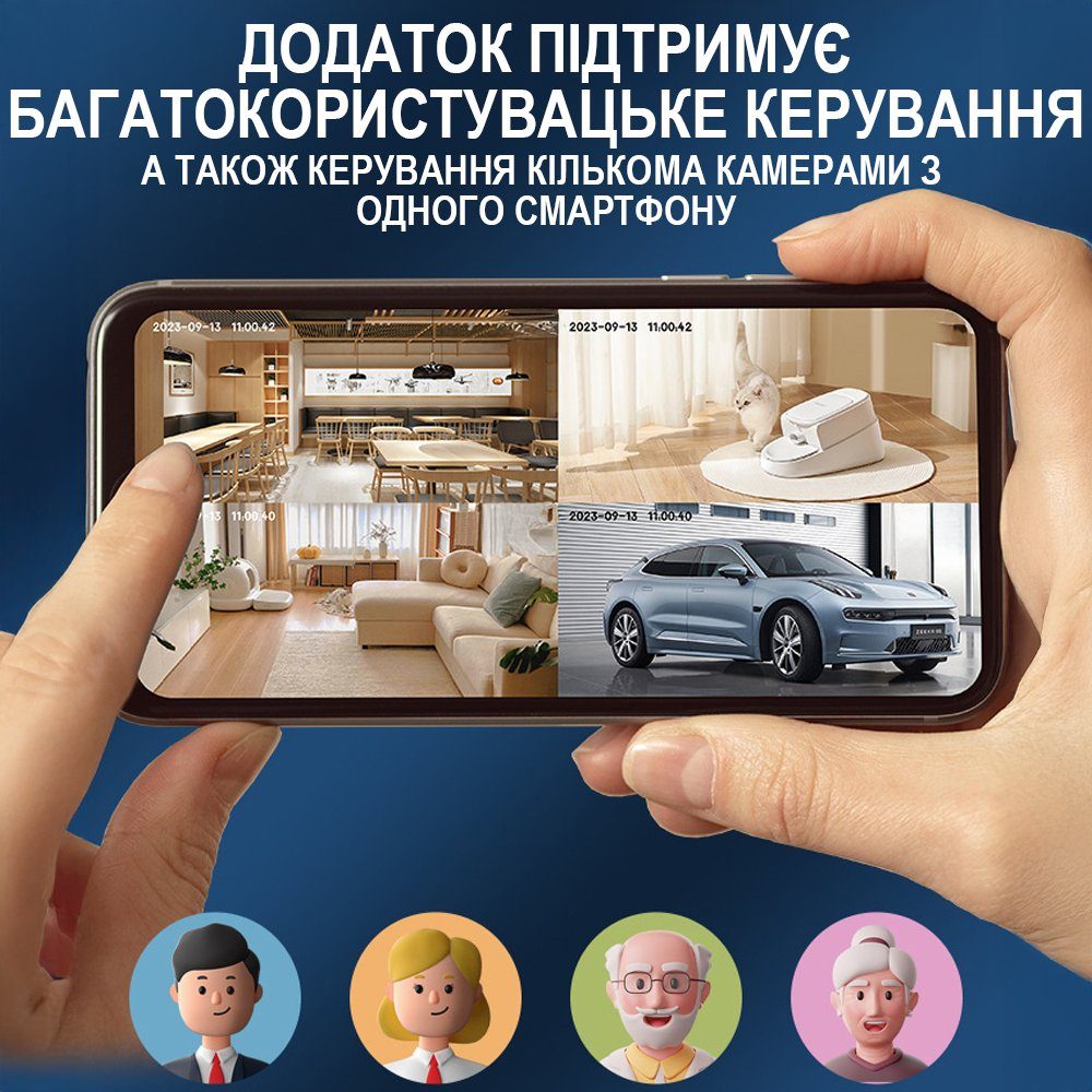 Бездротова 4G міні-камера відеоспостереження Camsoy S60G з подвійною лінзою та датчиком руху, 3 Мп, 2К, iOS/Android 6